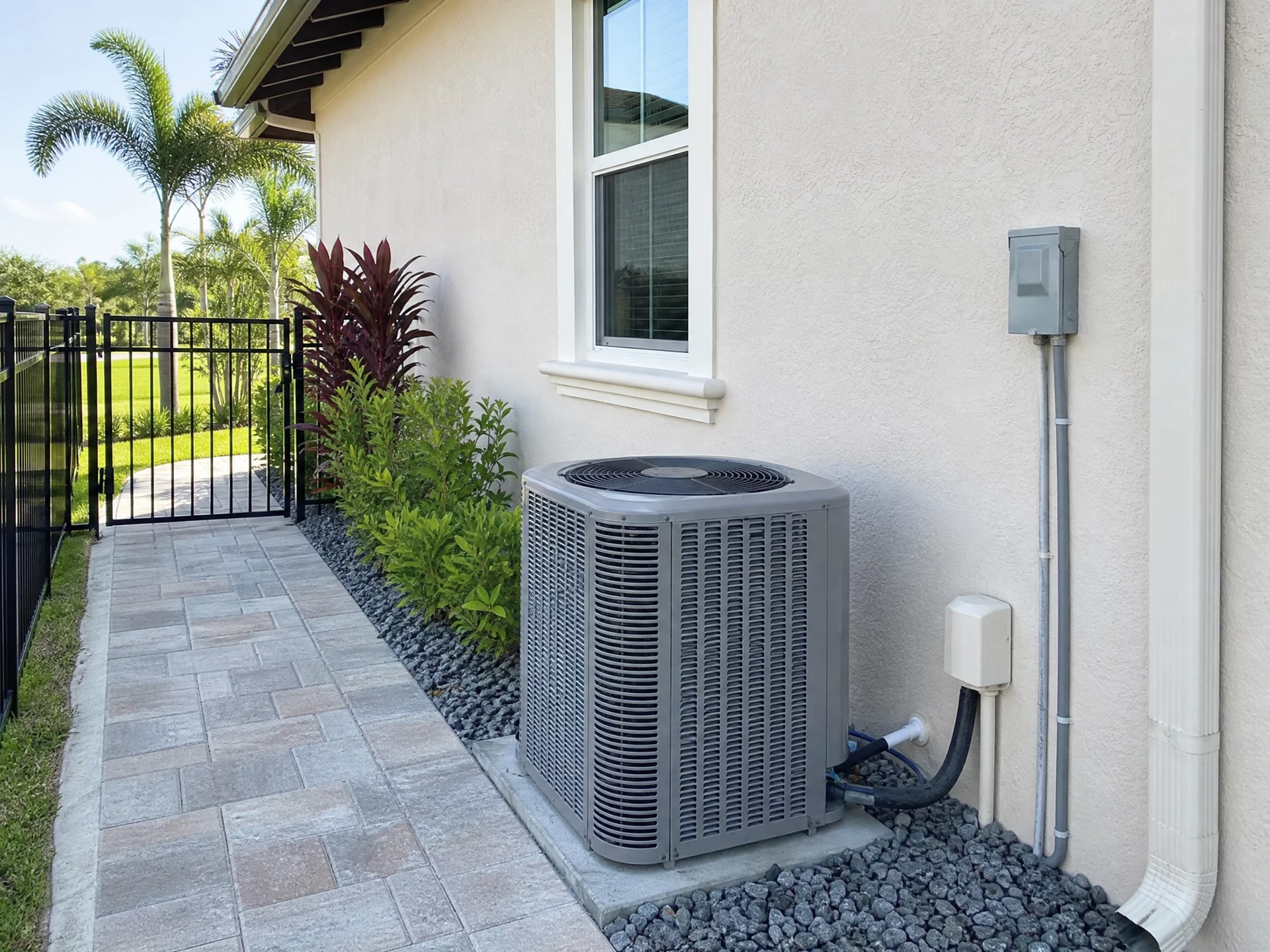 Temporary replacement image showing exterior air conditioning and utility equipment beside a Florida home